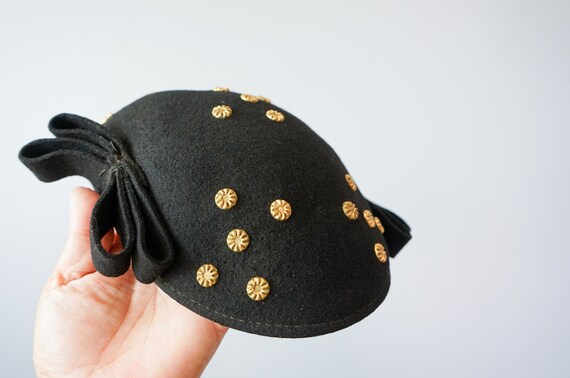 Vintage Floral Bead Calot Hat, Half Hat, 1940s-50… - image 9