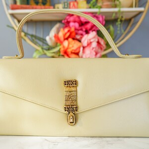 Vintage Faux Leather Envelope Top Handle Bag/ Vintage Purse/ 1950s-60s Purse/ Vintage Handbag/ Vintage Bag Women/ Vintage Pocketbook zdjęcie 6