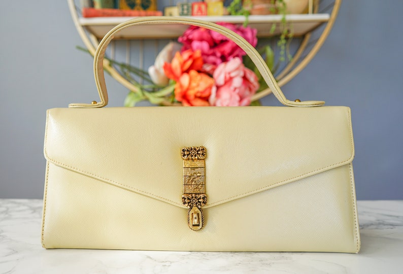 Vintage Faux Leather Envelope Top Handle Bag/ Vintage Purse/ 1950s-60s Purse/ Vintage Handbag/ Vintage Bag Women/ Vintage Pocketbook image 6