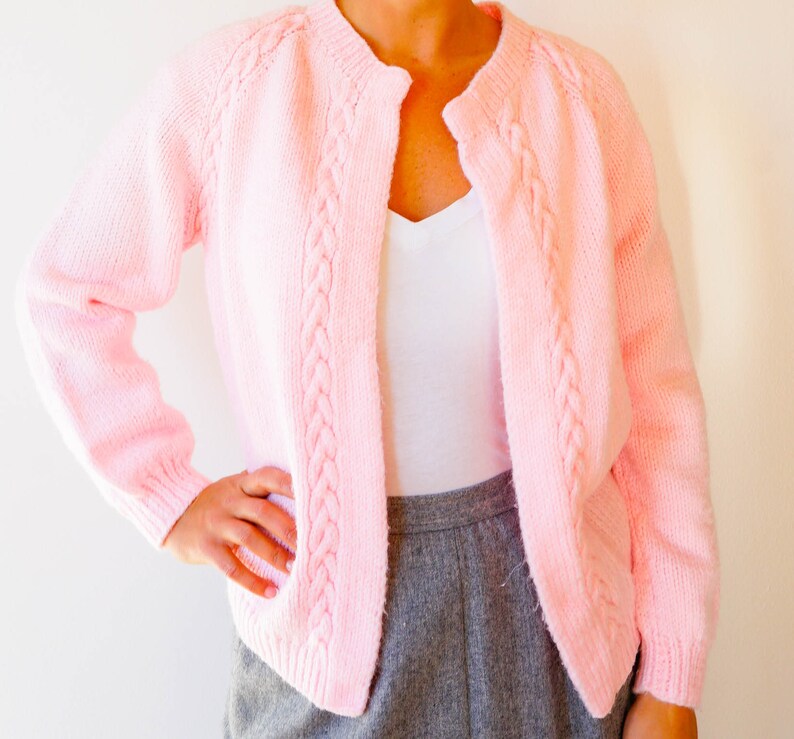 Cardigan Sweater Free Shipping Vintage 1950s Bubble Gum Pink Cardigan Size M Rockabilly Top Vintage Sweater Geraldine Eccard Cardigan