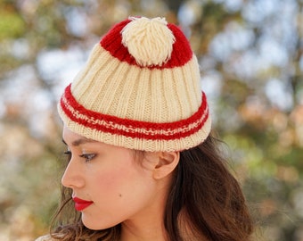 Vintage Winter Knit Beanie Hat, Vintage Hat, 1950s-60s Hat Vintage Winter Knit Beanie Hat, Vintage Hat, 1950s-60s Hat