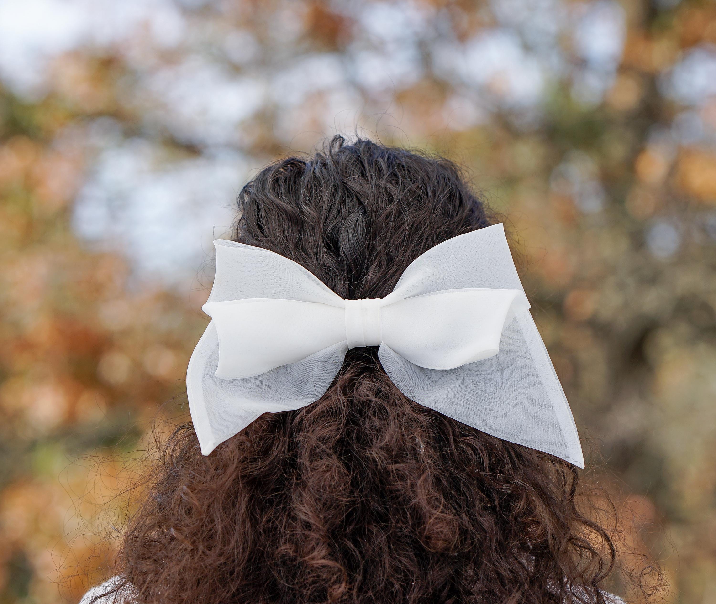 Early 1980s hair bow made in France ?? Vintage France Velvet Bow Hair Clip, Coquette Hair Bow  main image 4