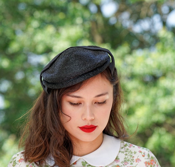 Vintage Straw Half Hat, Vintage Hat, 1950s Hat, W… - image 4