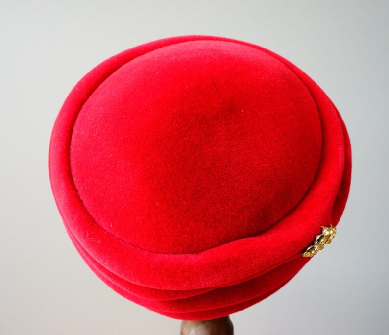 Tea Party Hat Vintage Hat Vintage Millinery Wedding Hat Vintage Red Pillbox Hat Made in France 1950s-1960s Hat Kentucky Derby Hat