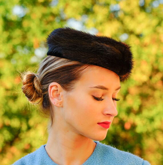 Vintage Fur Halo Headband Hat, Vintage Half Hat, … - image 4