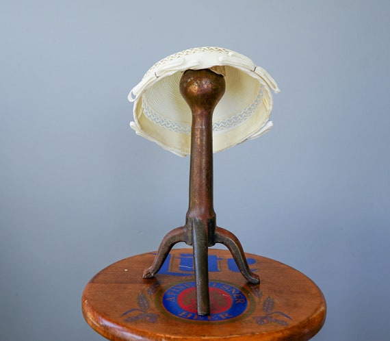 Vintage Straw Calot Hat, Half Hat, 1940s-50s Hat,… - image 5