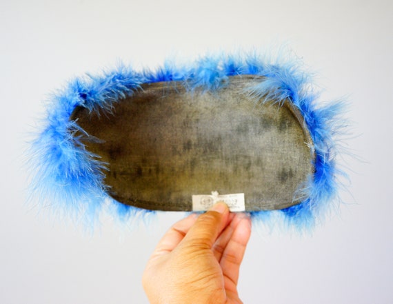 Vintage Blue Feather Headband Hat, Casque Hat, Vi… - image 10