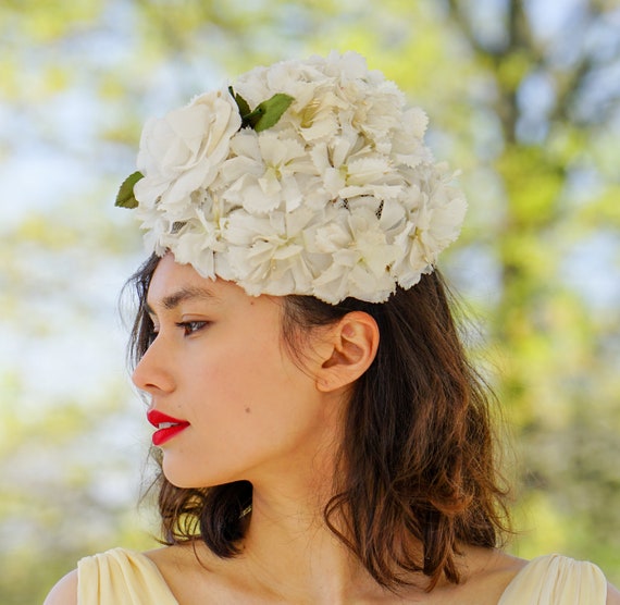 Vintage Floral Cloche Hat, Vintage Hat, 1950s-196… - image 3