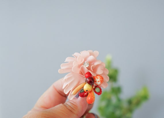 Vintage Plastic Fruit Floral Earrings West German… - image 5