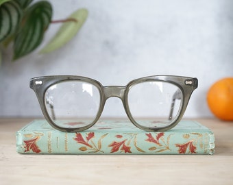 Vintage Eyeglasses Safety Glasses frames 1970's green Clear tone Arnell Style G-men 48 good size