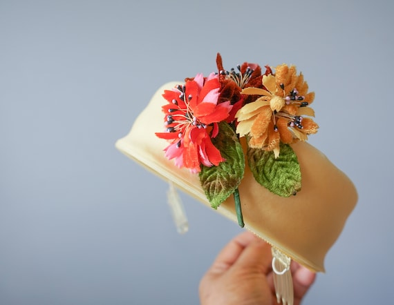 Vintage Floral Pillbox Hat, Half Hat, Vintage Hat… - image 6