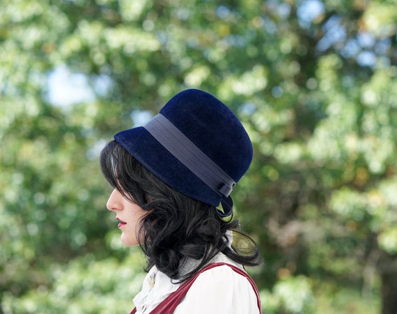 Vintage Fur Felt Velour Bucket Hat, Cloche Hat, Vintage Hat