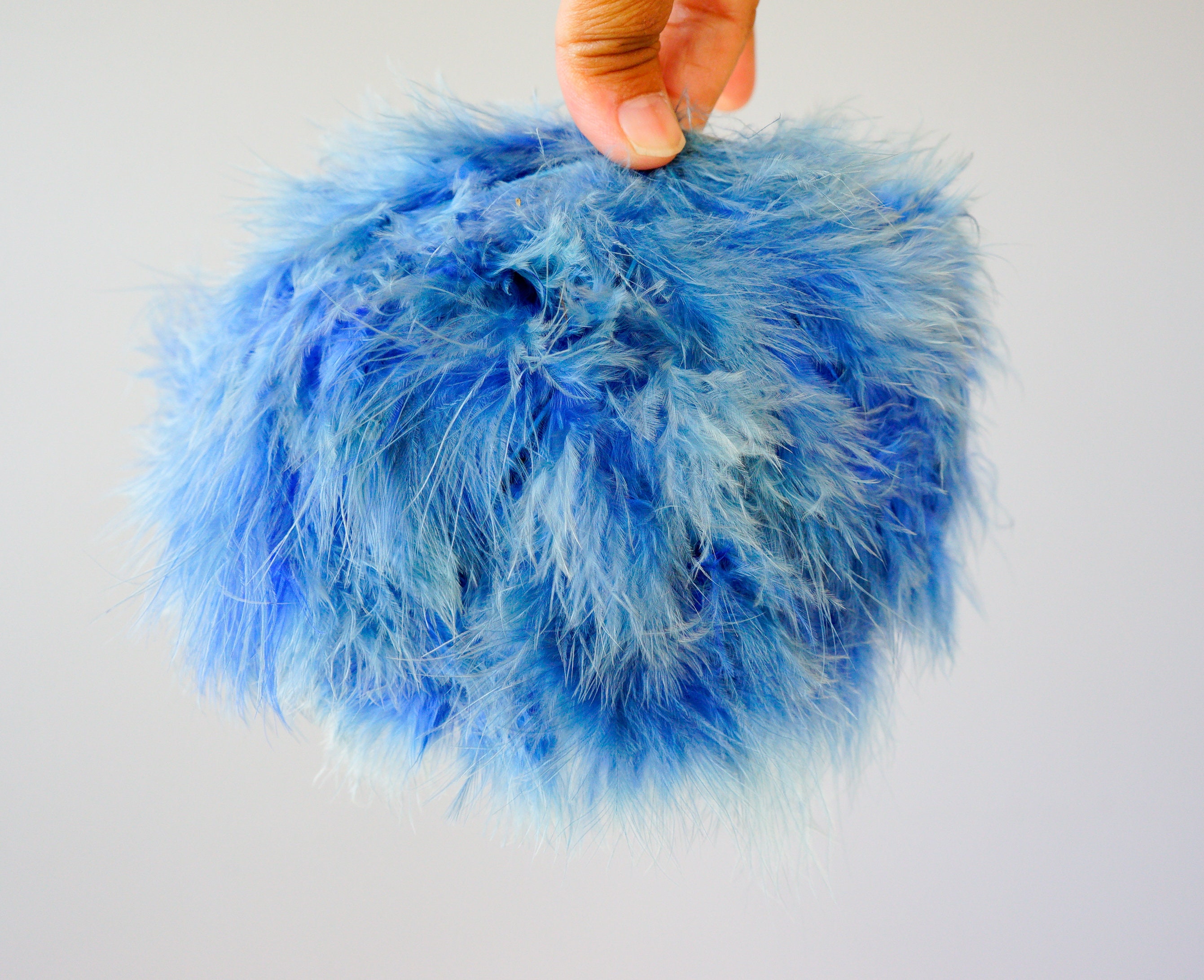 Vintage Cocktail Hat + HATBOX Feather Casque Vibrant Blue Feathers - 50s Vintage Blue Feather Headband Hat, Casque Hat, Vintage Hat  main image 4
