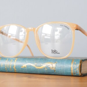 Vintage eyeglasses 1980&#39;s Frames/eyeglass/hipster/retro Peach beige tone By Logo Paris Made In France