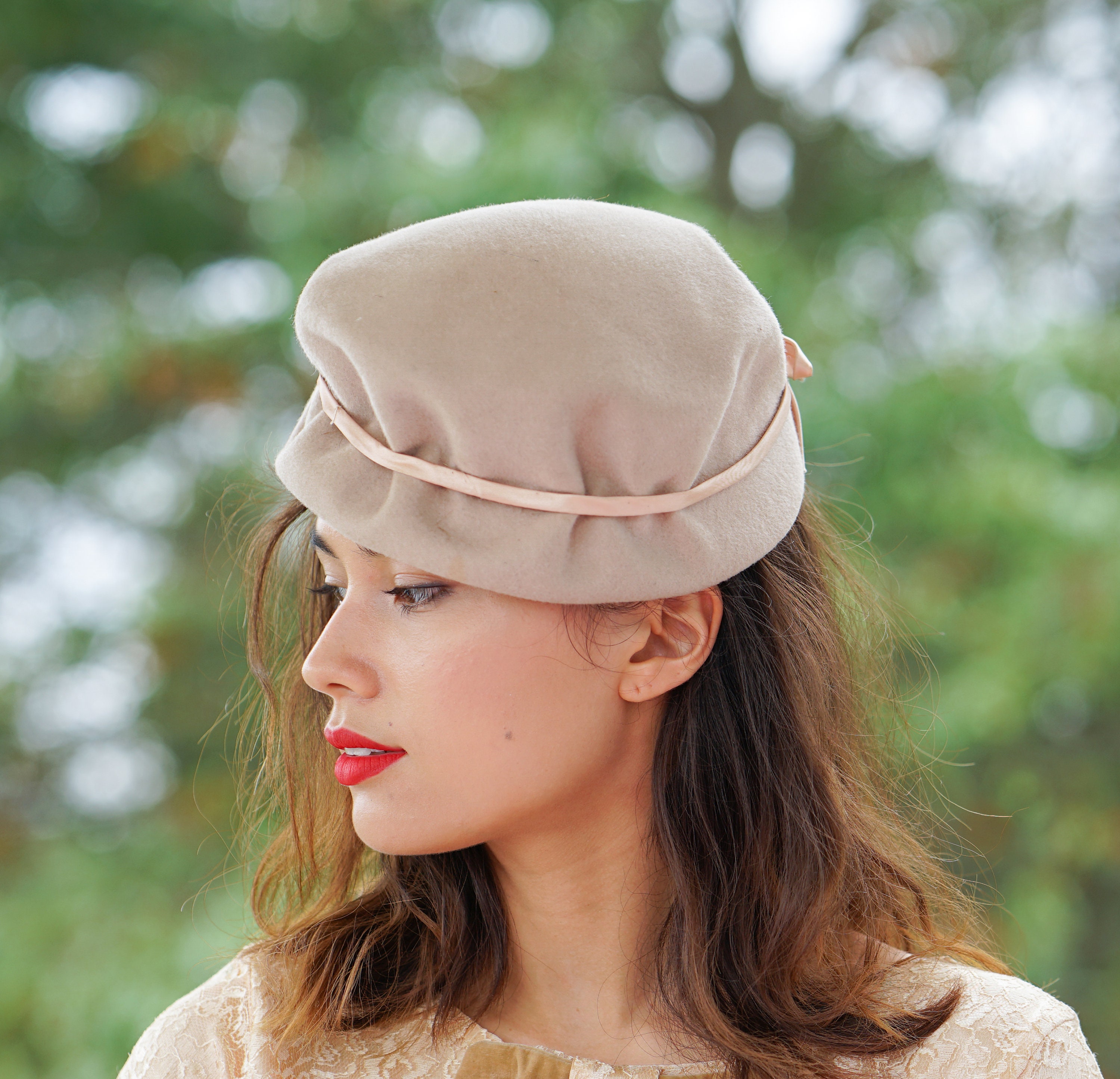 Vintage Wool Felt Bucket Hat, Cloche Hat, 1950s-60s Hat 
