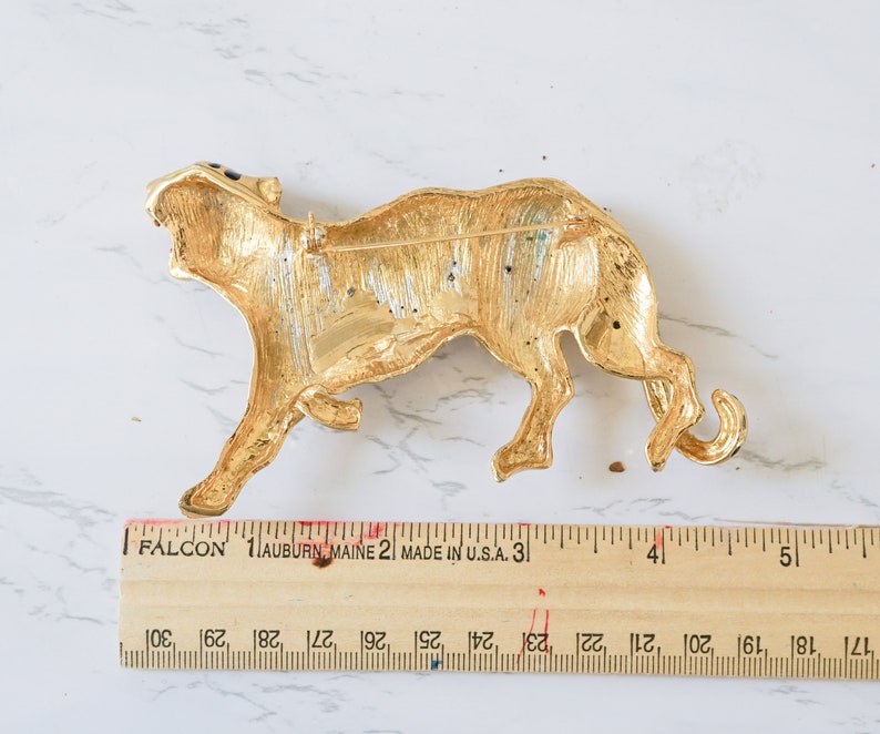 Vintage Tiger Rhinestone Brooch 5 LARGE, 1980s Brooch Pin, Vintage Jewelry, Vintage brooch, Costume Jewelry, Animal Brooch, Retro Pin image 10