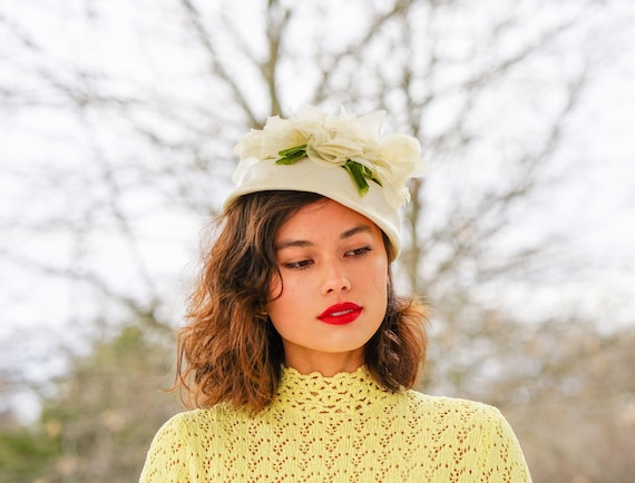 Vintage Floral Bucket Hat, Vintage Hat, 1950s-60s Hat  display picture 1