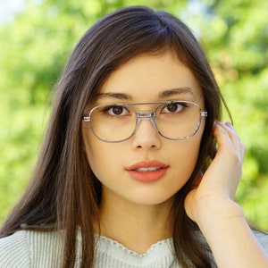 Vintage Aviator Eyeglasses 1990s/Glasses/New Old Stock/hipster/frames/silver  Eyeglass by Aden Made In Korea Aviator style