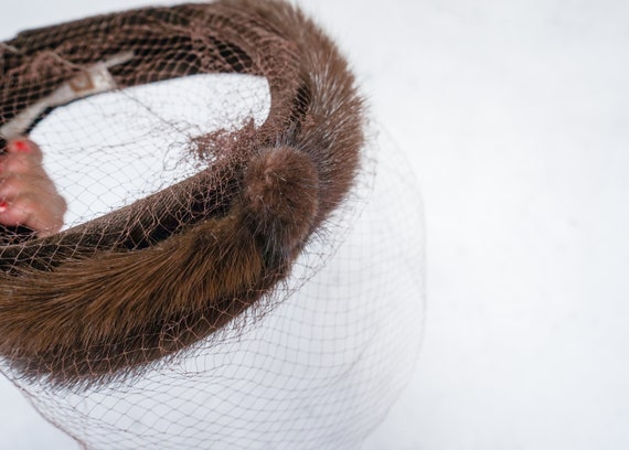 Vintage Fur Headband Hat with Veil, Whimsy Hat, 1… - image 8
