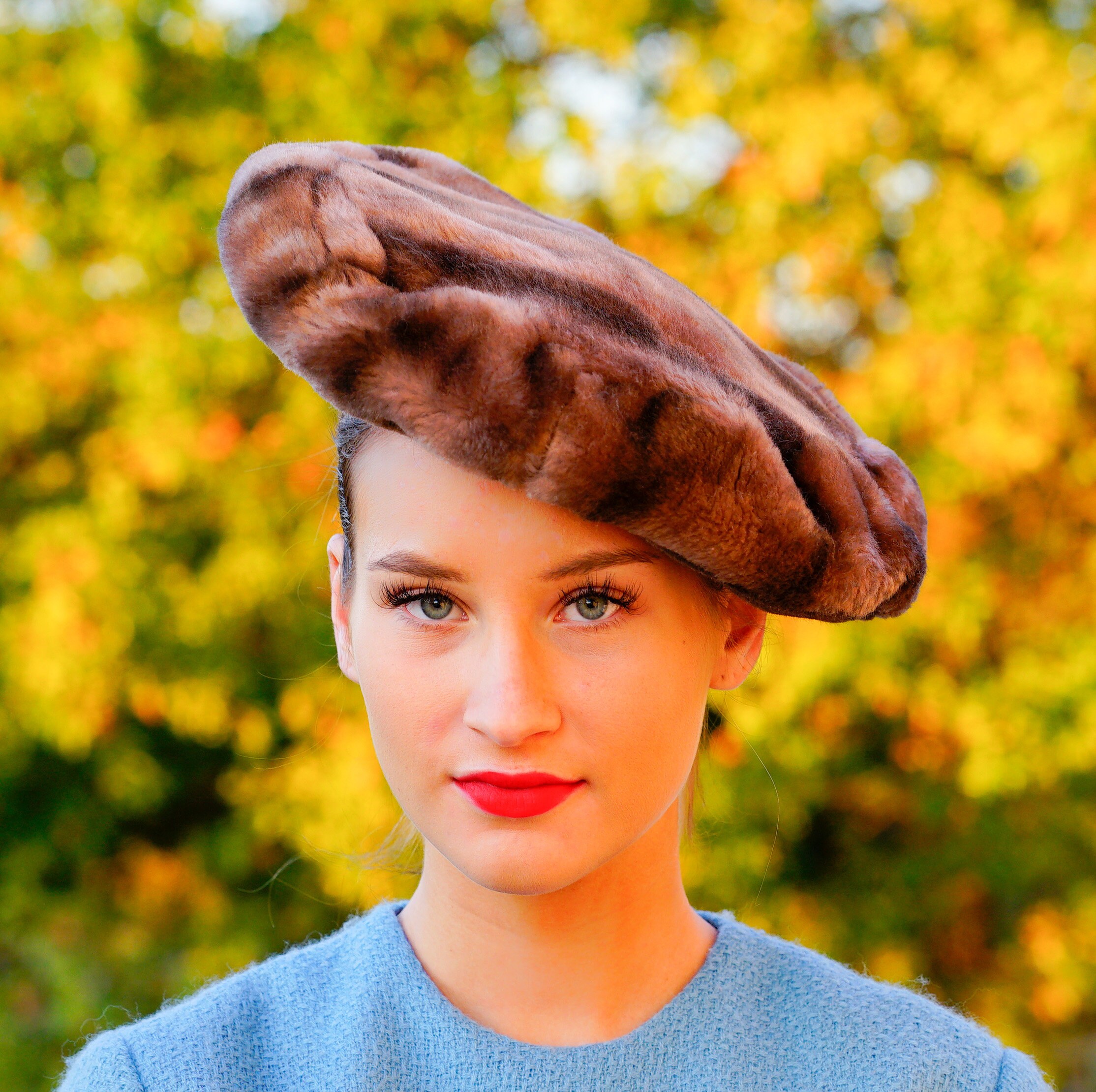 Vintage Vincent Bill Hat Beret Fitted Womens Small Brown Real Fur Rhinestone 60s Fur Hats for Women with Vintage for sale | eBay main image 2