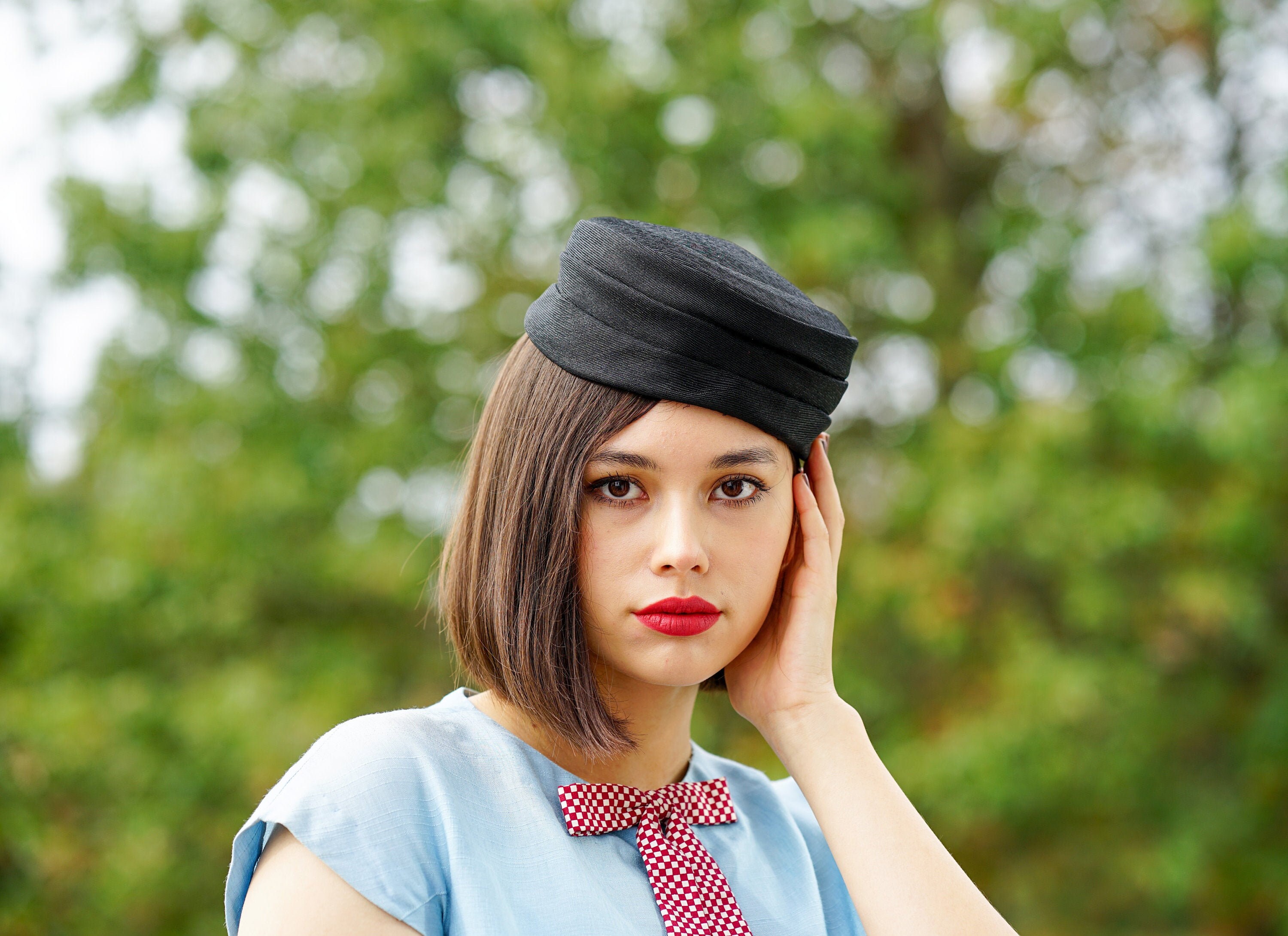 Vintage Black Pillbox Hat Vintage Hat 