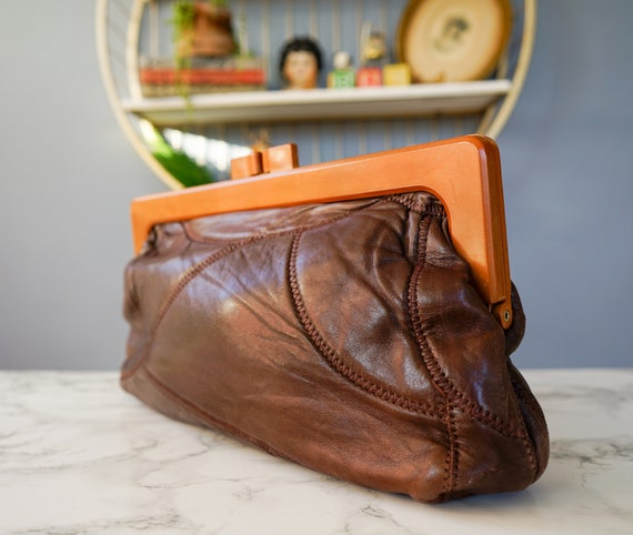 Vintage Patchwork Leather Clutch/ 1970s Bag/ Vint… - image 8