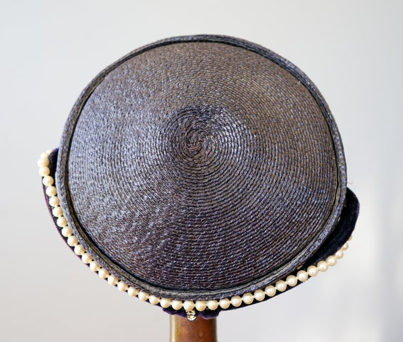Vintage Straw Half Hat with Pearl, Vintage Hat, 1… - image 8