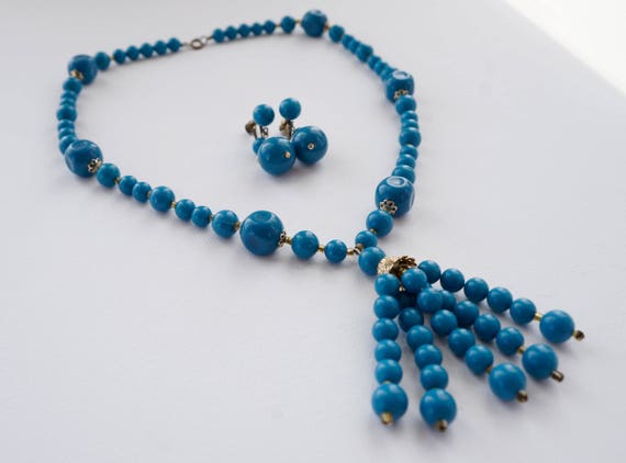 Vintage Plastic Bead Jewelry Set, Demi Parure, Vi… - image 1