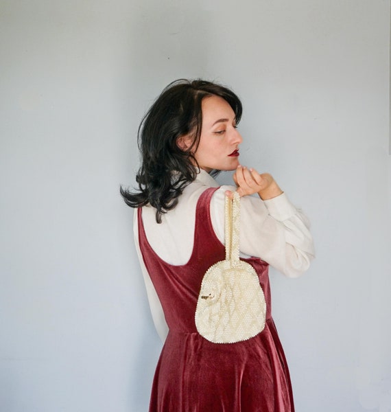 Vintage Lumered Corde Bead wristlet Purse/ Candy … - image 1