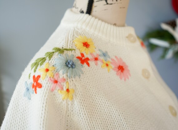 Vintage 1950s Embroidery Cardigan Size M, Women S… - image 6