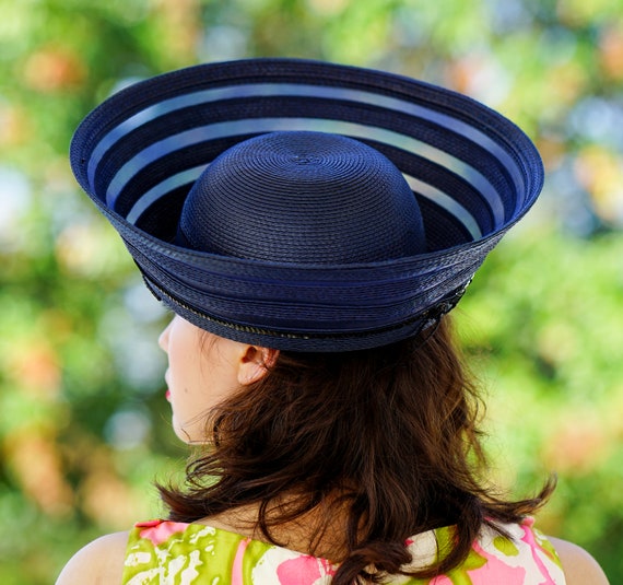 Vintage Straw Breton Hat Women Bowler 