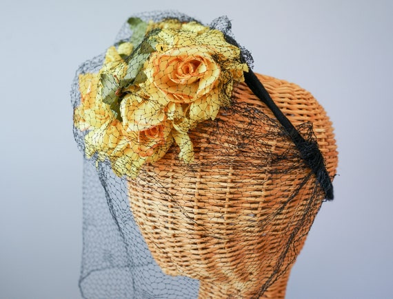 Vintage Floral Tilt Fascinator Hat, Tilt Topper H… - image 6