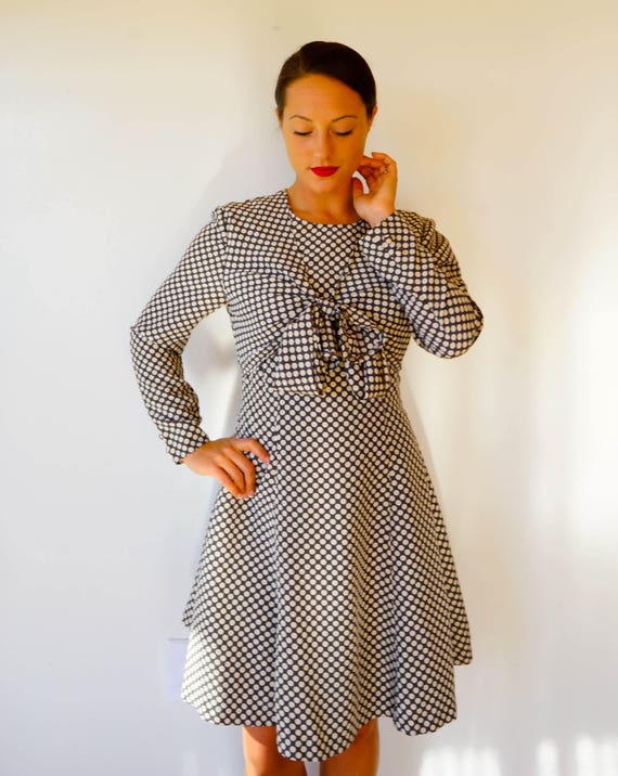 Free Shipping! Vintage Polka Dot Dress Size M, 19… - image 7