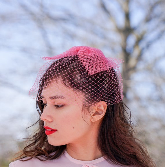 Vintage Bow Veil, Whimsy Hat, Birdcage Hat, Vinta… - image 2