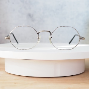 Vintage Eyeglasses 1960s wire rim Frames Made In USA by Hudson New Old Stock silver tone Octagon glasses