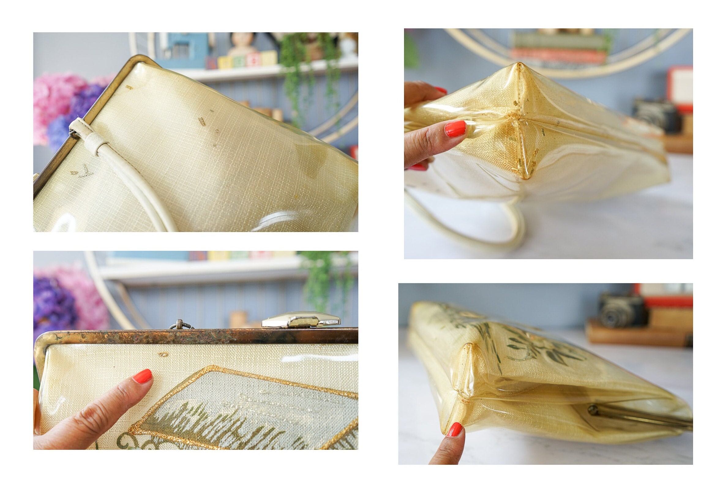 バッグ VINTAGE 80s 90s CHRYSANTHEMUM HANABI BAG Vintage 80s Patricia Smith Moon Bag Purse Zebra Elephant 15