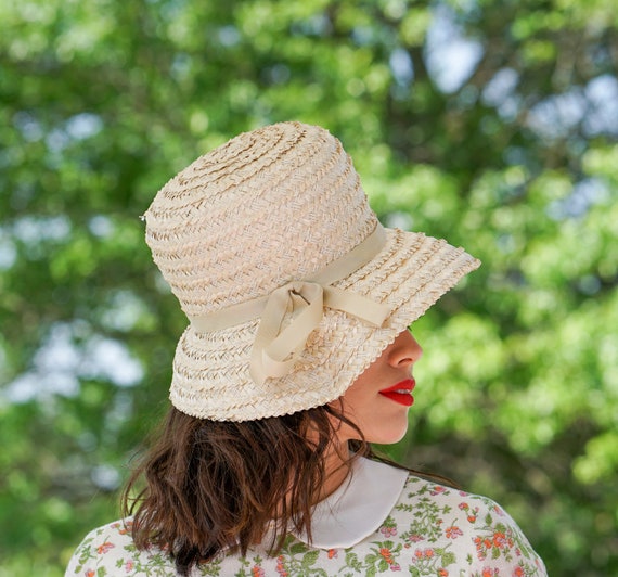 Vintage Straw Bucket Hat, 1950s-60s Hat, Vintage … - image 3