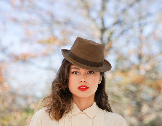 Vintage Wool Pork Pie Hat, Vintage Fedora Hat, 19… - image 1