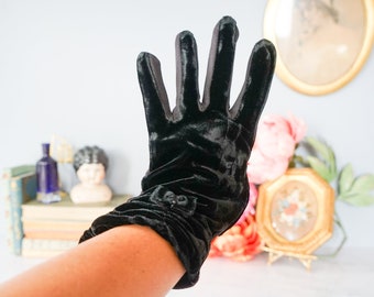 Gants femme vintage en velours de soie noir Fownes/ gants des années 1950-60/ gants vintage/ gants de soirée/ gants femme/ accessoire MCM vintage