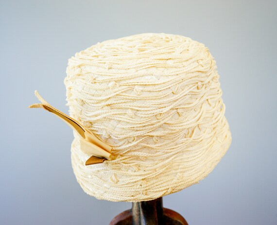 Vintage Straw cloche Hat, Vintage Bucket Hat, 195… - image 6