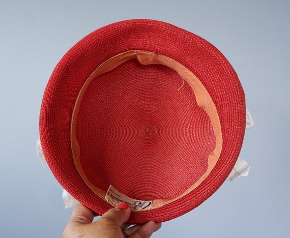 Vintage Flower Straw Half Hat, Vintage Hat, 1950s… - image 10