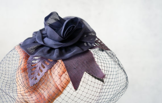 Vintage Floral Whimsy Hat, Vintage Veil, Birdcage… - image 7