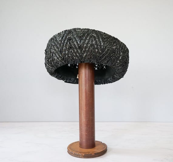 Vintage Straw Breton Hat, Women Bowler Hat, 1950s… - image 5