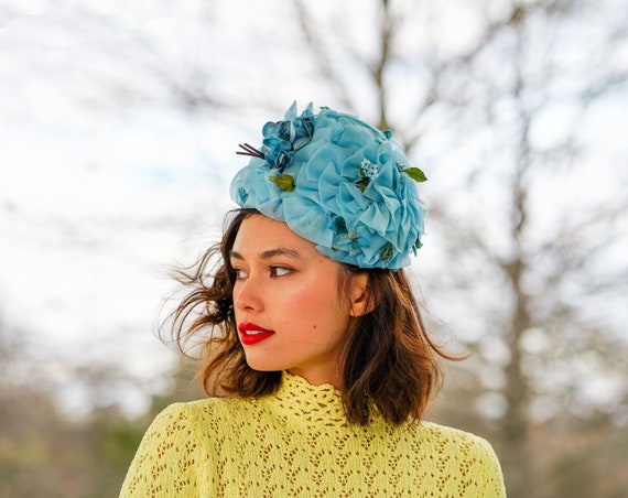 Vintage Floral Cloche Hat, Vintage Hat, 1950s-1960s Hat, Mod  display picture 2
