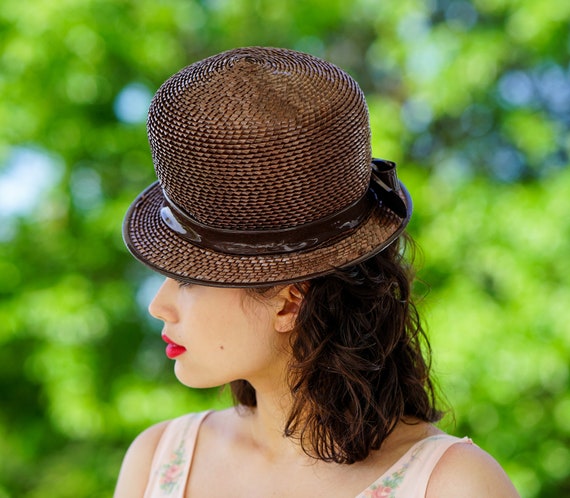 Vintage Straw Boater Hat, 1960s Hat, Vintage Hat,… - image 4