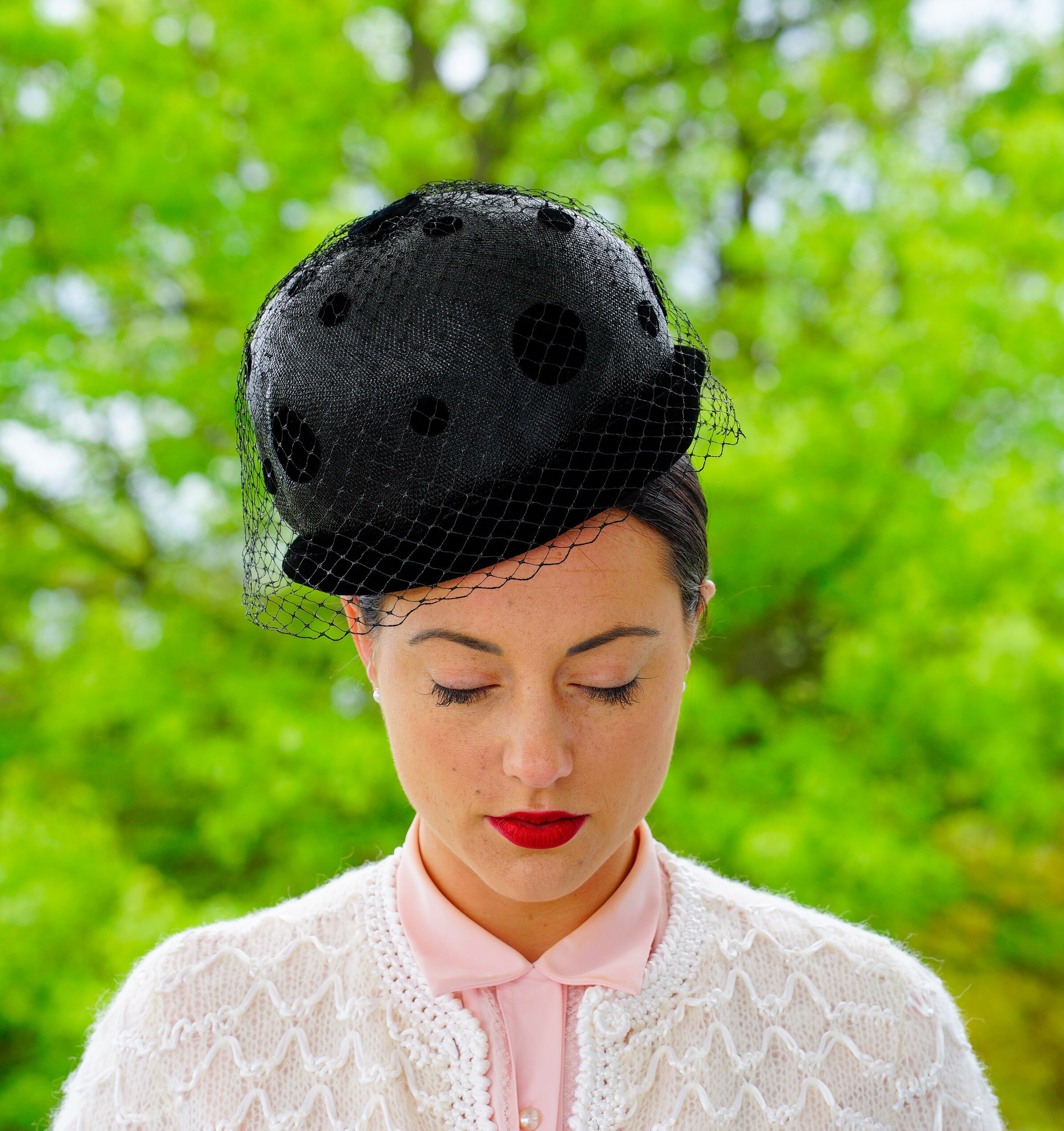 1950s Green Straw and Mesh Cloche Hat 
