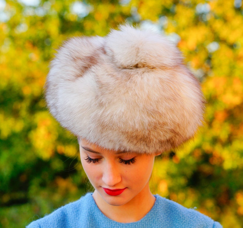 Vintage Fur Beret Hat, Vintage Tam Hat, 1950s-60s Hat, Vintage Hat, Vintage Mod Hat, Winter Hat, Cocktail Hat, Fur Hat, Vintage Millinery image 4