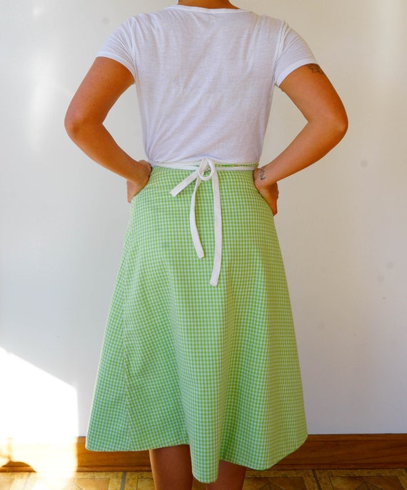 Free Shipping! Vintage Gingham Wrapped Skirt, Han… - image 9