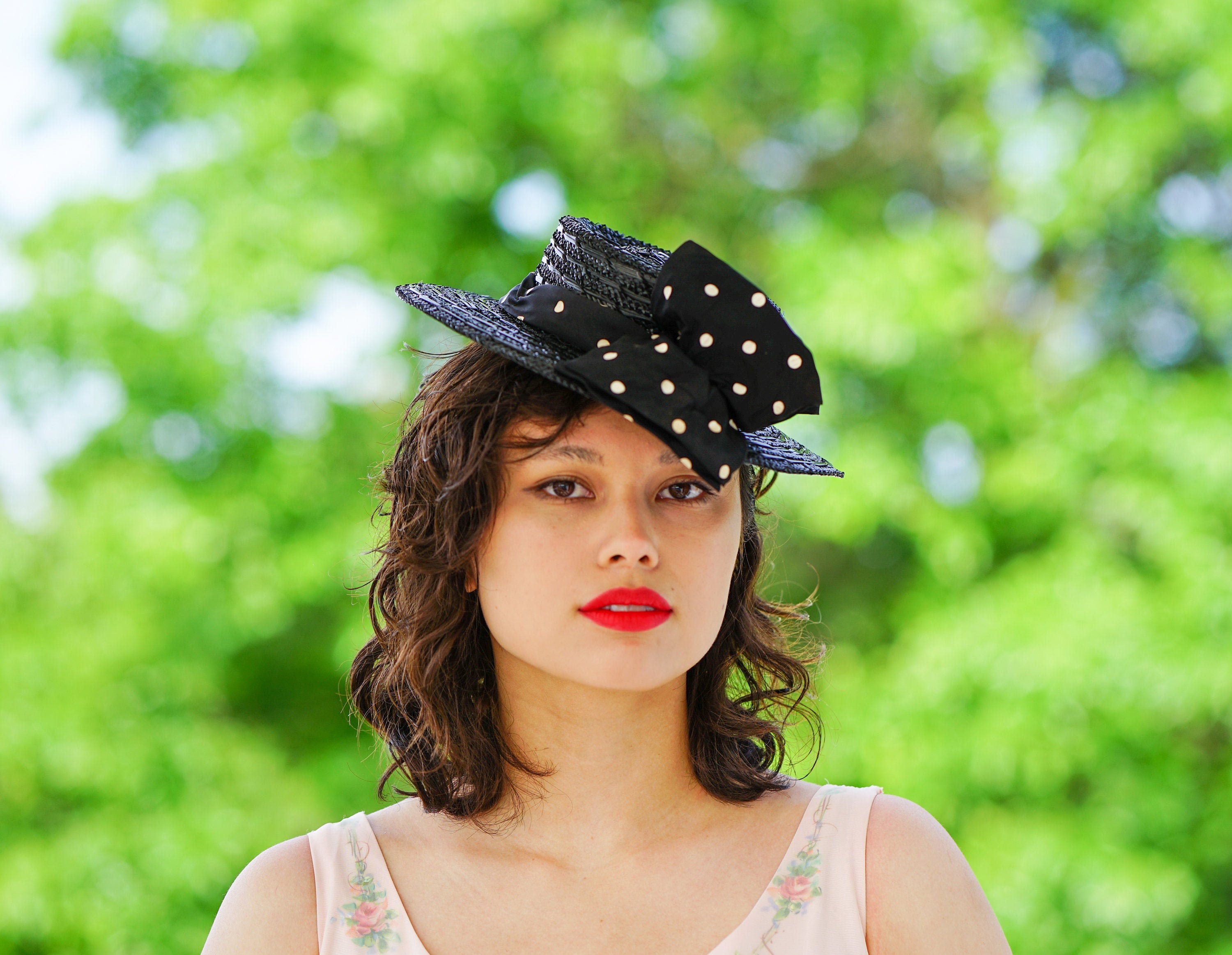 1940\'s Stuart Original Hat Vintage 1940s Christine Original Black Velour Hat Black  main image 4