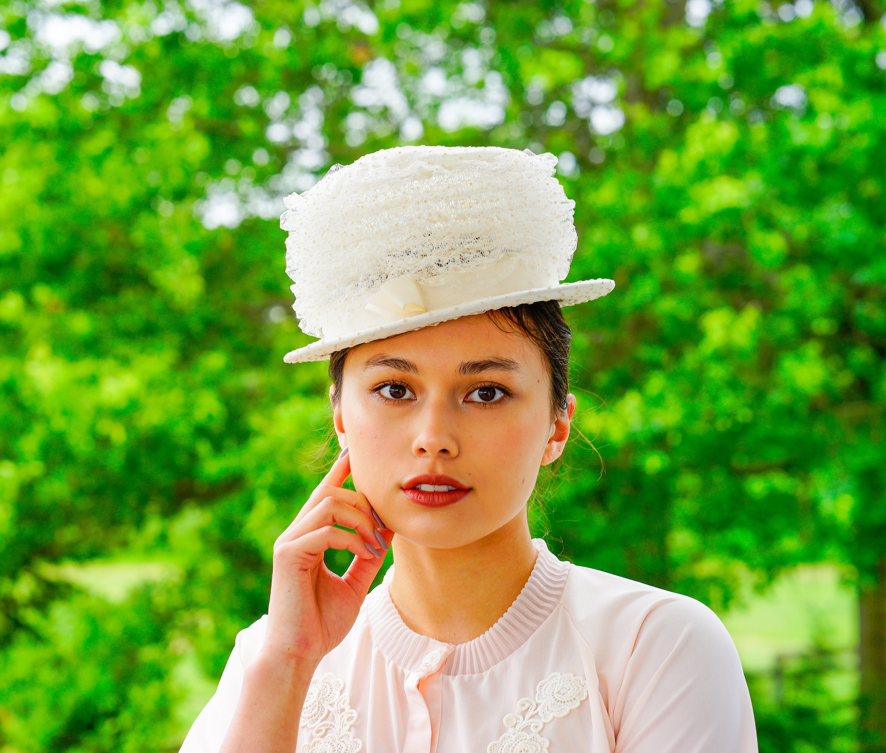 Vintage Ruffle Cloche Hat, Bucket Hat, 1950s-60s Hat, Vintage Hat, Vintage Millinery, Mod Hat, Church Hat, Wedding Hat, Tea Party Hat